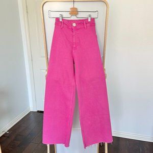 Zara Hot Pink Fuchsia High-Waisted Sailor Straight Jeans